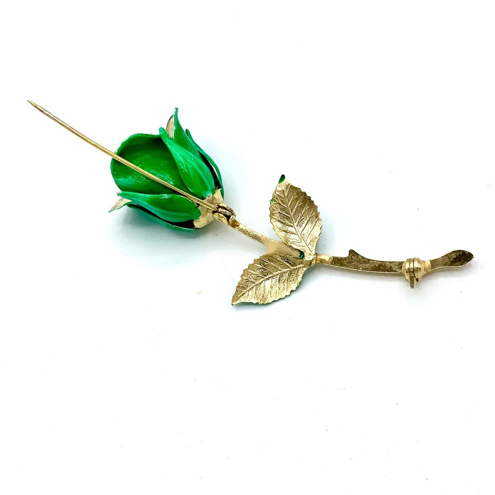 Lot of 3 Non Precious Metal Rose Leave Pins / Brooches / Vintage / Jewelry Set - Picture 11 of 11